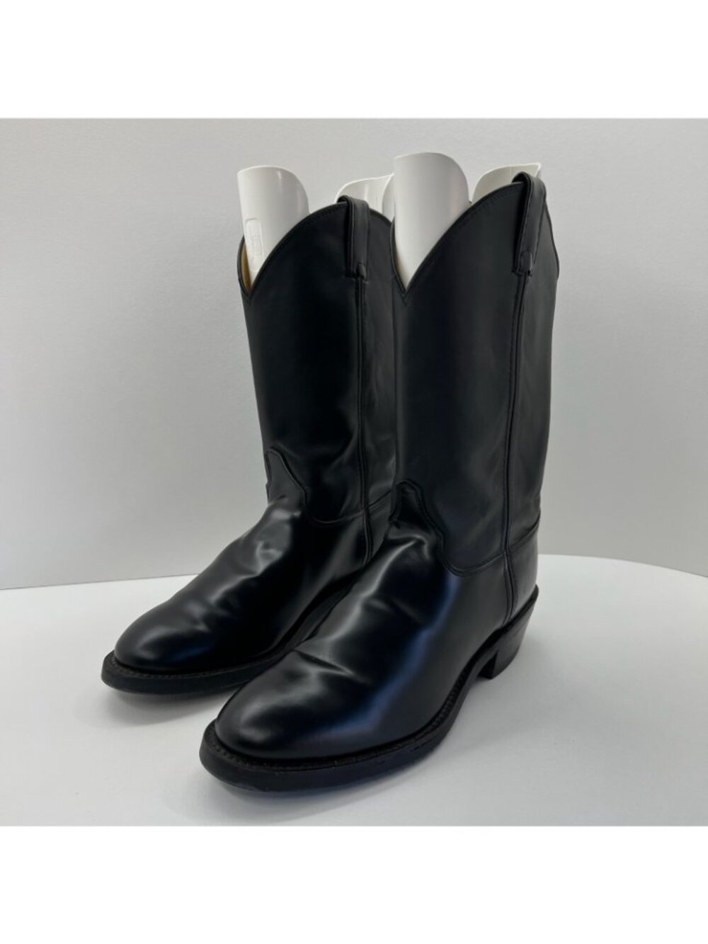 Justin Tobias 3040 Trooper Western Boots Men 11.5D Vibram Pull On Black Leather - Picture 3 of 11